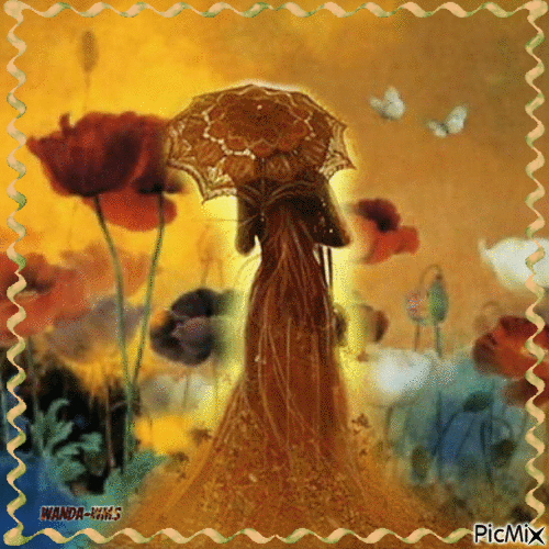 Autumn -fall-woman-flowers - Безплатен анимиран GIF