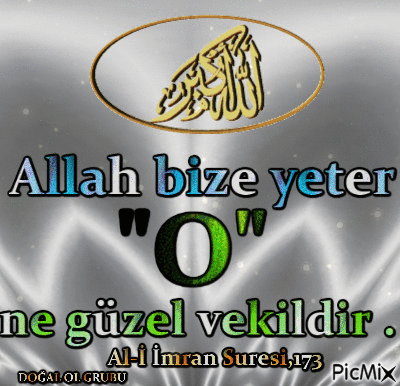 Allah bize yeter "O" ne güzel vekildir . Al-İ İmran Suresi,173 - Animovaný GIF zadarmo