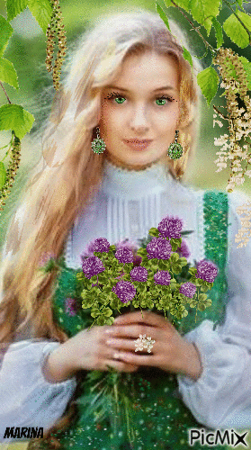 Beautiful spring girl with flowers