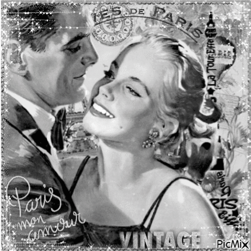 Black and white vintage couple - GIF animado grátis