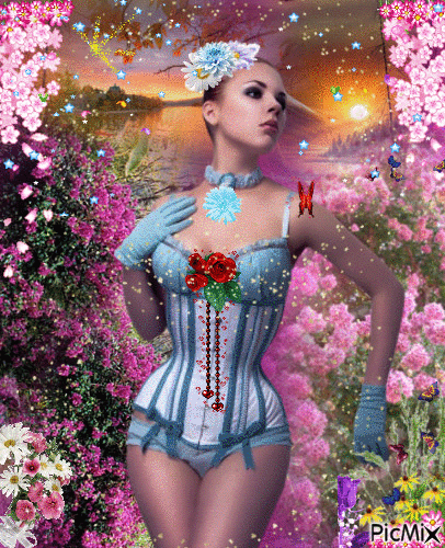 femme fleur - Δωρεάν κινούμενο GIF