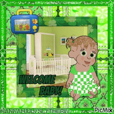 {♣}Welcome Baby in Green{♣} - Darmowy animowany GIF