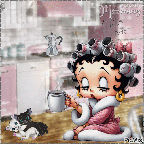 Good morning. Coffee time. Betty Boop - Free animated GIF