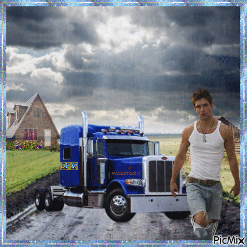 Blue Truck! - Free animated GIF