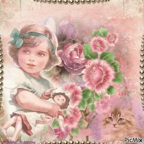 Concours : Petite fille de printemps en rose - 無料のアニメーション GIF