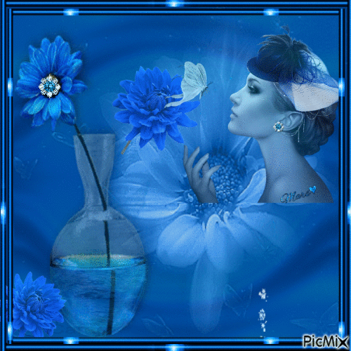 mujer  de azul - Ücretsiz animasyonlu GIF