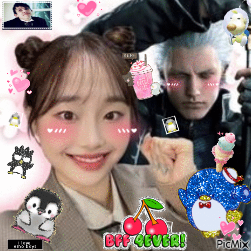 chuu from loona and vergil devil may cry - GIF animado gratis
