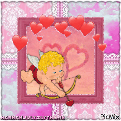 (♥)Cupid making little Loveheart Clouds(♥) - Gratis geanimeerde GIF