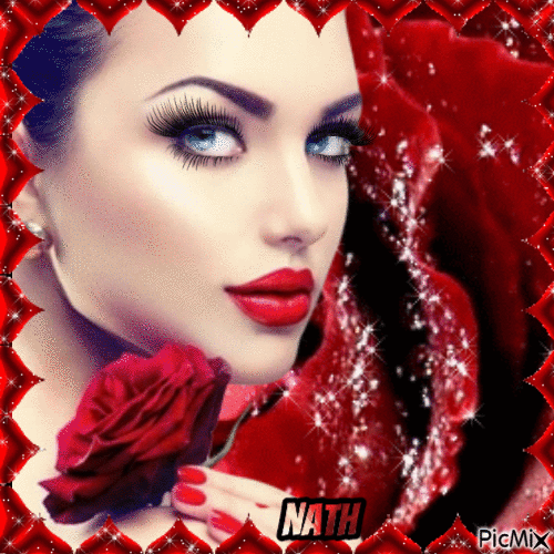 La femme te la rose rouge, concours - Free animated GIF