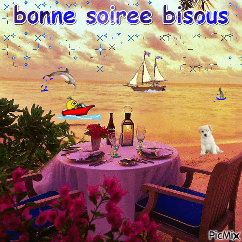 bonne soiree bisous - GIF animado grátis