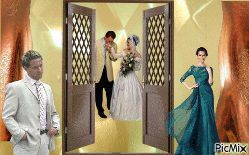 les mariés et leurs temoins - Gratis animerad GIF