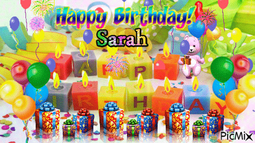 Happy Birthday Sarah i love you - Darmowy animowany GIF