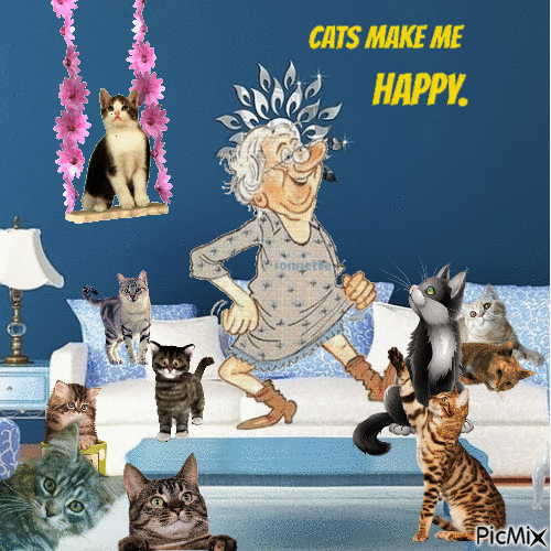 CATS MAKE ME HAPPY - Bezmaksas animēts GIF