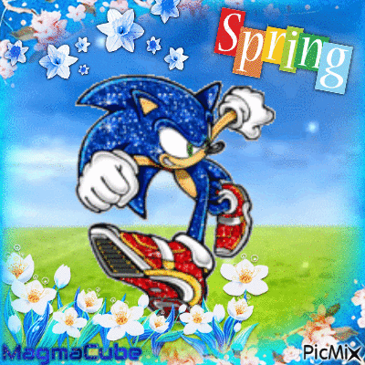 Sonic in Spring - GIF animado gratis