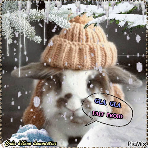 HD lapin dans la neige - GIF animé gratuit