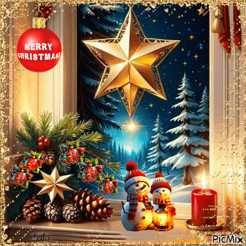 Merry Christmas.  Window - Ingyenes animált GIF