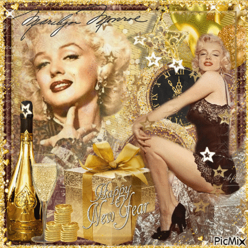 marilyn - new year - Free animated GIF