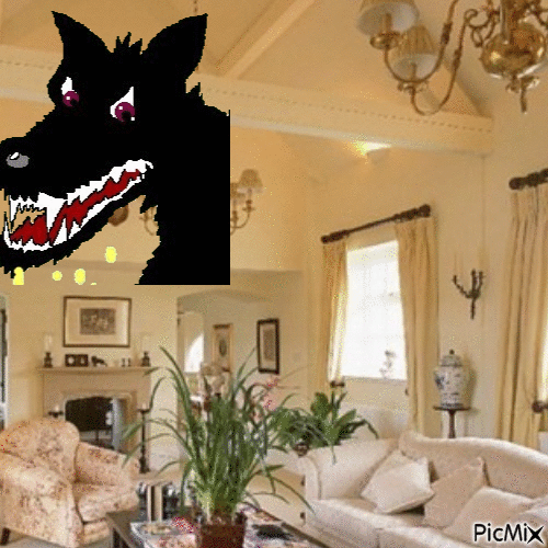 Le loup dans la chambre - GIF animé gratuit