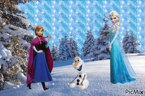Anna, Elsa et Olaf - GIF animé gratuit