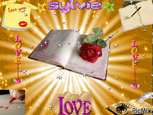 faing writing love letter in golden colors ma création a partager sylvie - GIF animé gratuit