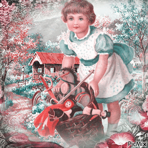 La petite fille et ses jouets....concours - Δωρεάν κινούμενο GIF