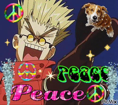 peace and love vash the stampede - Free animated GIF