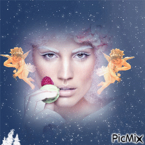 reine de neige avec ange - Gratis geanimeerde GIF