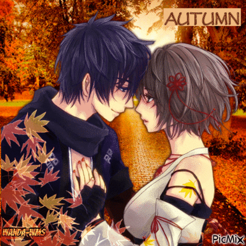Anime-autumn-fall - GIF animado gratis