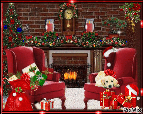 Christmas interior decoration - Ingyenes animált GIF