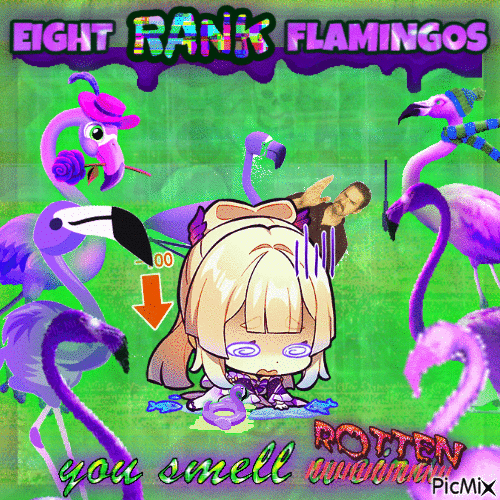 eight RANK flamingos - Free animated GIF