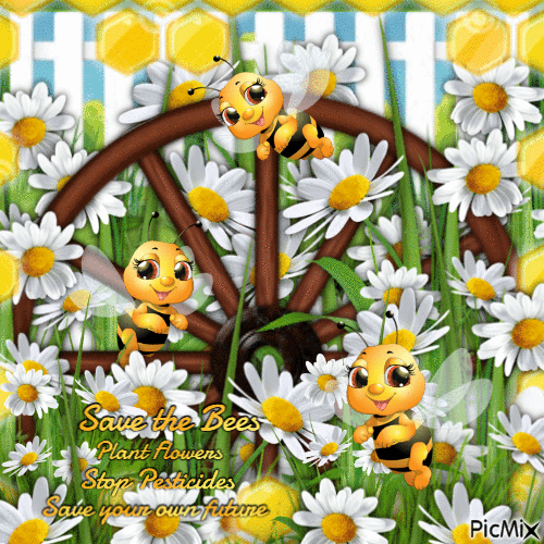 Bees and Flowers-RM-06-06-23 - Бесплатный анимированный гифка