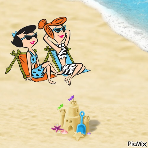 Wilma and Betty at the beach - ücretsiz png