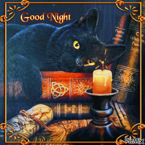 Good Night Magician's Cat - Ingyenes animált GIF