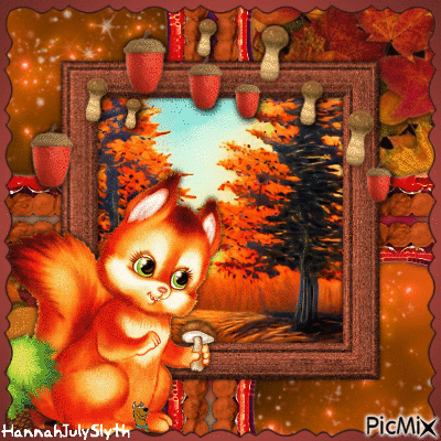 ({♦})Little Squirrel in Autumn({♦}) - GIF animé gratuit