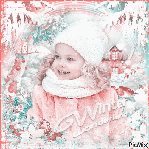 Winter children girl - GIF animé gratuit