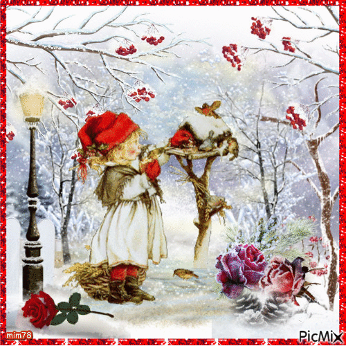 Rose sur neige - Ilmainen animoitu GIF