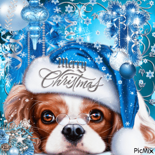 chien mignon à Noël - Free animated GIF