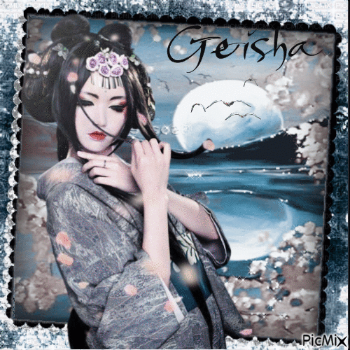 Geisha blu-Concorso - GIF animé gratuit