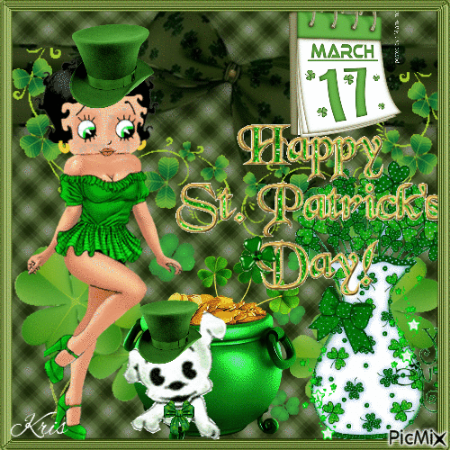 St. Patrick - Betty Boop - Darmowy animowany GIF