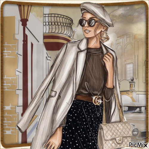 Porträt einer Frau mit Baskenmütze - GIF animé gratuit