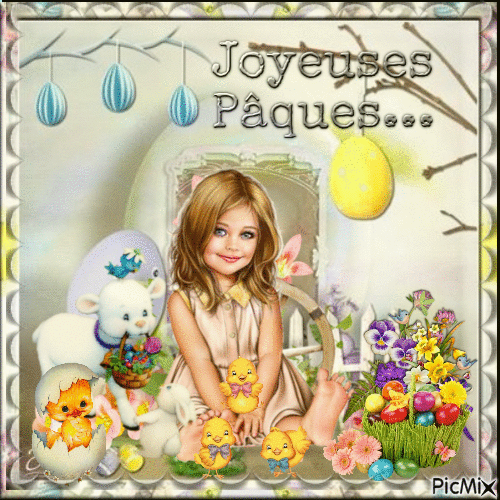 joyeuse pâques vintage - Безплатен анимиран GIF