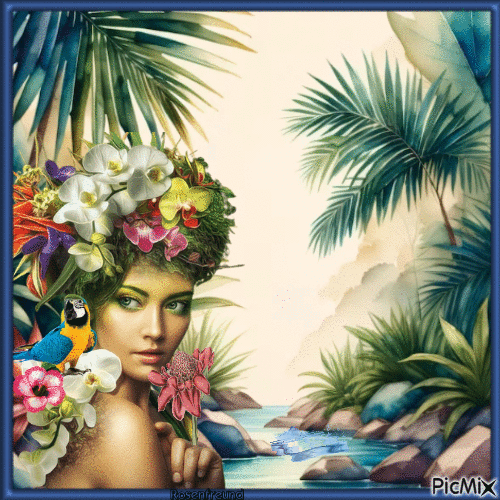 Tropical summer woman - GIF animate gratis