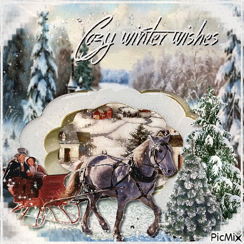 Winter mit Schlitten - Zdarma animovaný GIF