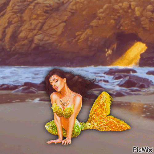 Mermaid on land - Безплатен анимиран GIF