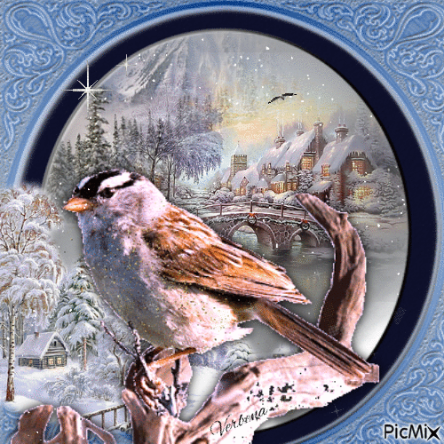 Oiseau en hiver - Nemokamas animacinis gif