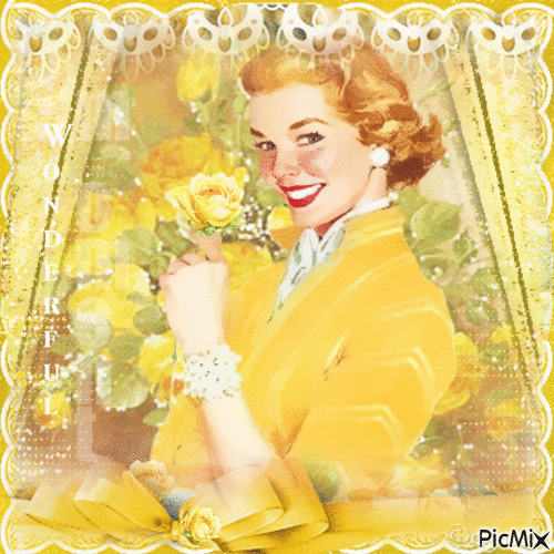 Woman vintage yellow - Zdarma animovaný GIF
