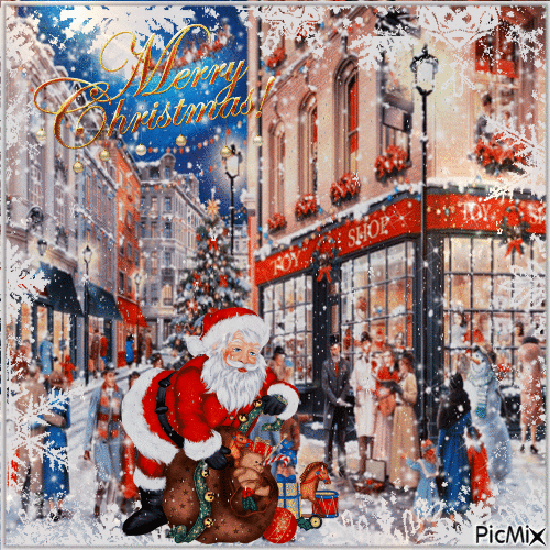 Der Weihnachtsmann kommt in die Stadt - Gratis animeret GIF