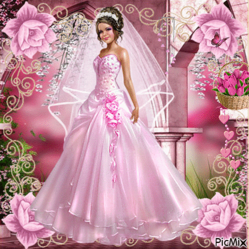 Bride In A Pink Dress - GIF animasi gratis