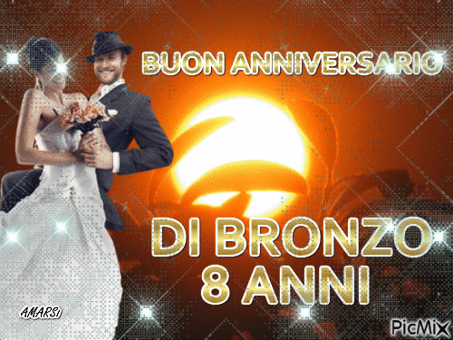 BUON ANNIVERSARIO DI BRONZO 8 ANNI - Бесплатный анимированный гифка