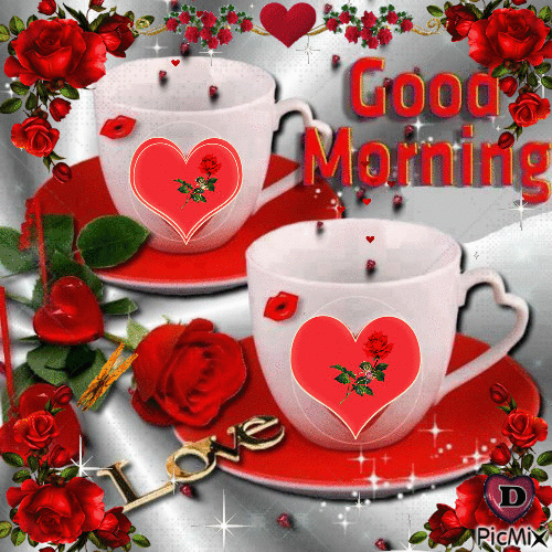 coeur heart good morning Image, animated GIF